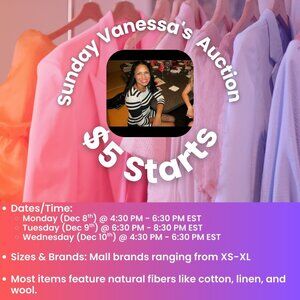 $5 Starts - Sunday Vanessa's Auction - Clear-out Sale - Dec 8th -‎ Dec 10th